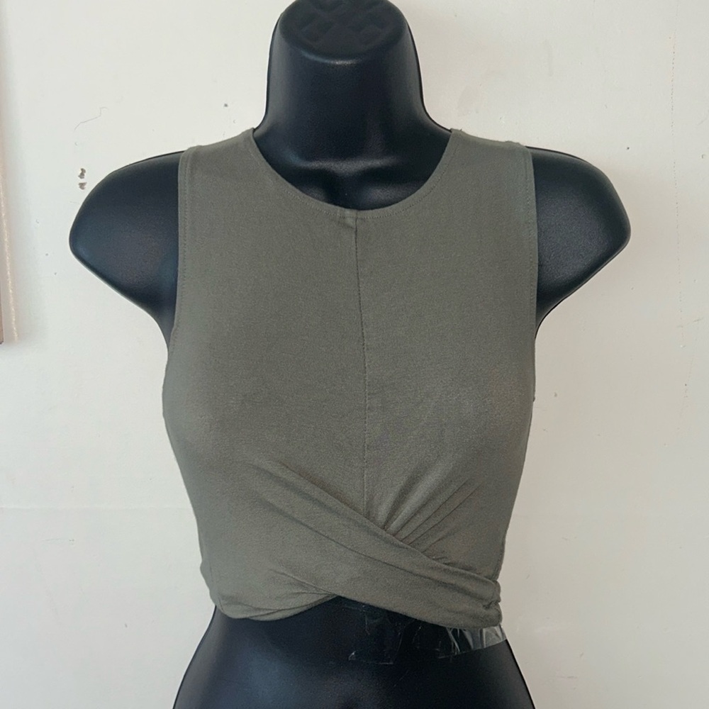 5 for $20 tops sale Olive green draped hem top